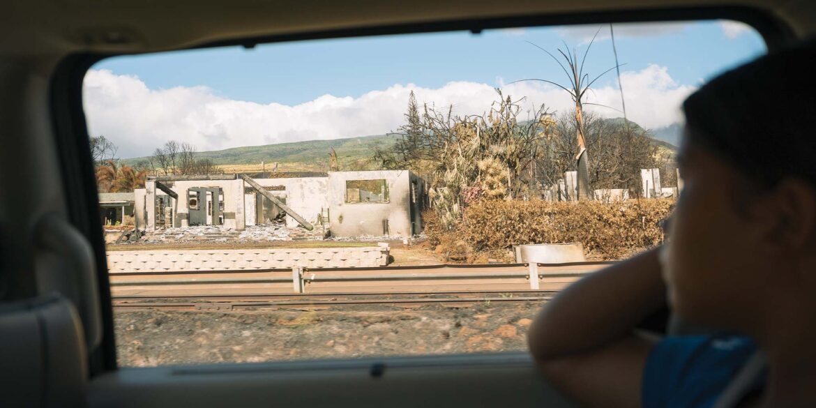 person in car looking outside, driving by maui